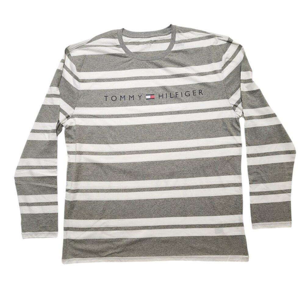 Tommy Hilfiger XXL Long-Sleeve Graphic‎ Print Logo Stripes T-Shirt